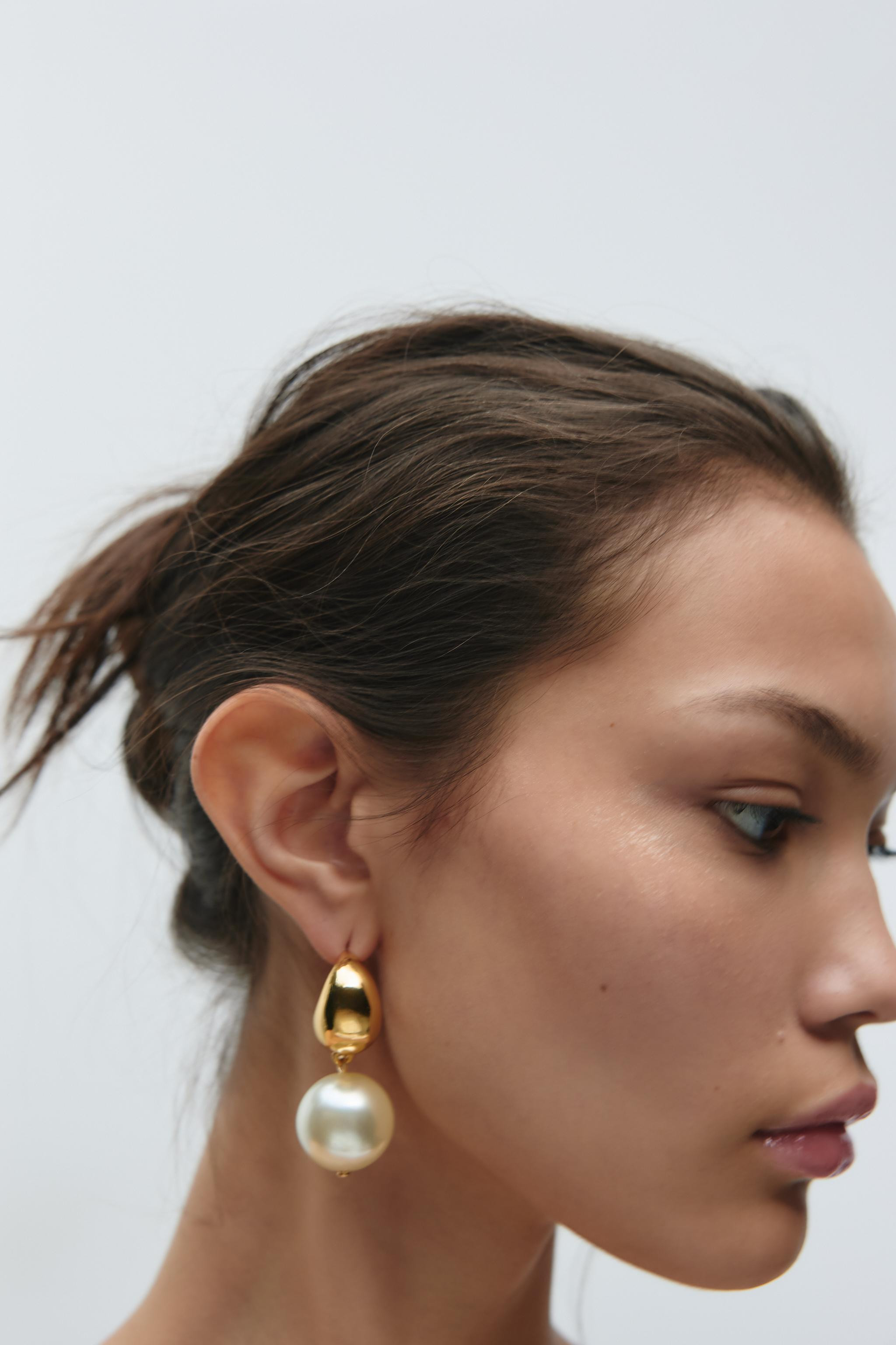 PEARL HOOP EARRINGS | Zara US