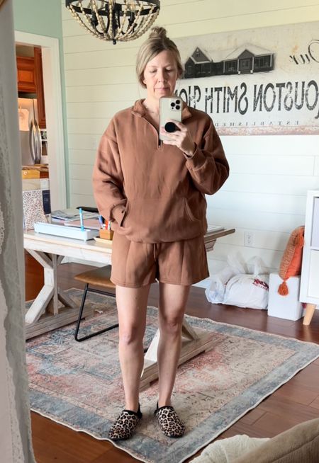 Cozy Sweatshirt + Short set…perfect for fall! I ordered this set mainly for the sweatshirt. It is nice and thick and so comfy. The set comes in tons of colors. #sweatsuit #sweatshirt #falloutfit 

#LTKover40 #LTKxPrime #LTKstyletip