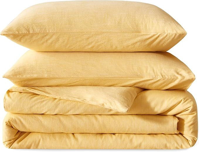 BFS HOME Linen Duvet Cover Queen Size - Soft Breathable Cotton Linen Blend, 3-Pieces Bedding Set ... | Amazon (US)