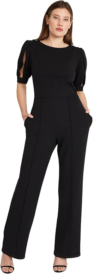 Donna Morgan womens Jewel Neck Jumpsuit With Slit Detail Puff Sleeves and Pockets | Jumpsuits for... | Amazon (US)