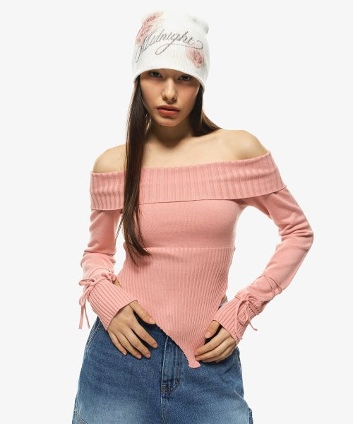 sp off shoulder knit (pink) | Musinsa Global