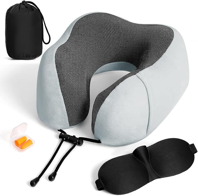 Travel Pillow 100% Pure Memory Foam Neck Pillow, Breathable & Machine Washable Cover, Neck Suppor... | Amazon (US)