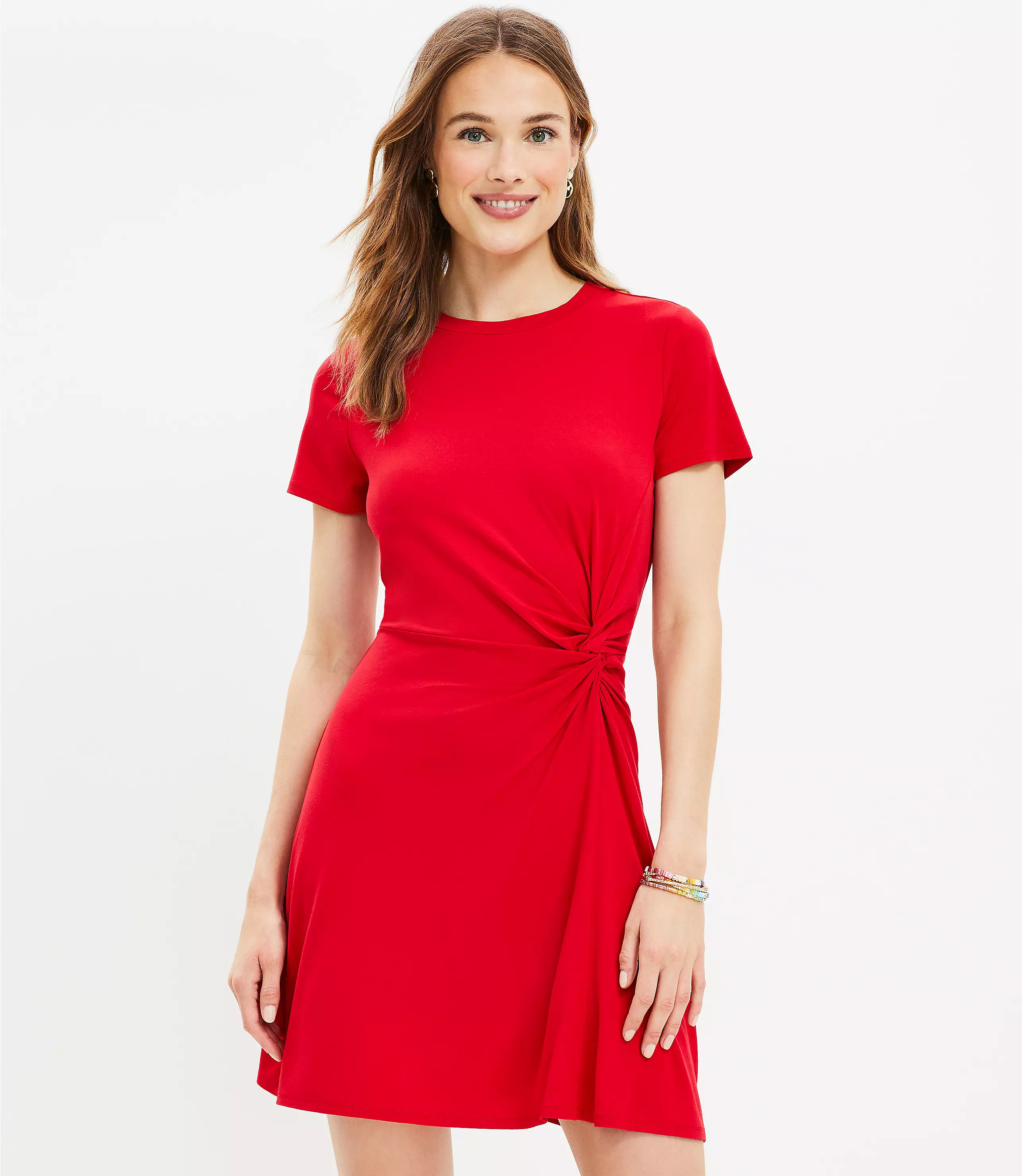 Twist Short Sleeve Shift Dress | LOFT