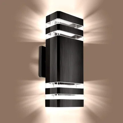 Outdoor Wall Light Dusk To Dawn, 2-Pack Matte Black Exterior Sconce Lighting Fixture, Waterproof Aluminum With Tempered Glass Cover, 3000K Warm White, | Wayfair North America