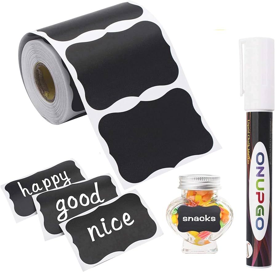 ONUPGO Chalkboard Labels-180pcs Waterproof Reusable Blackboard Stickers with 1 Liquid Chalk Marke... | Amazon (US)