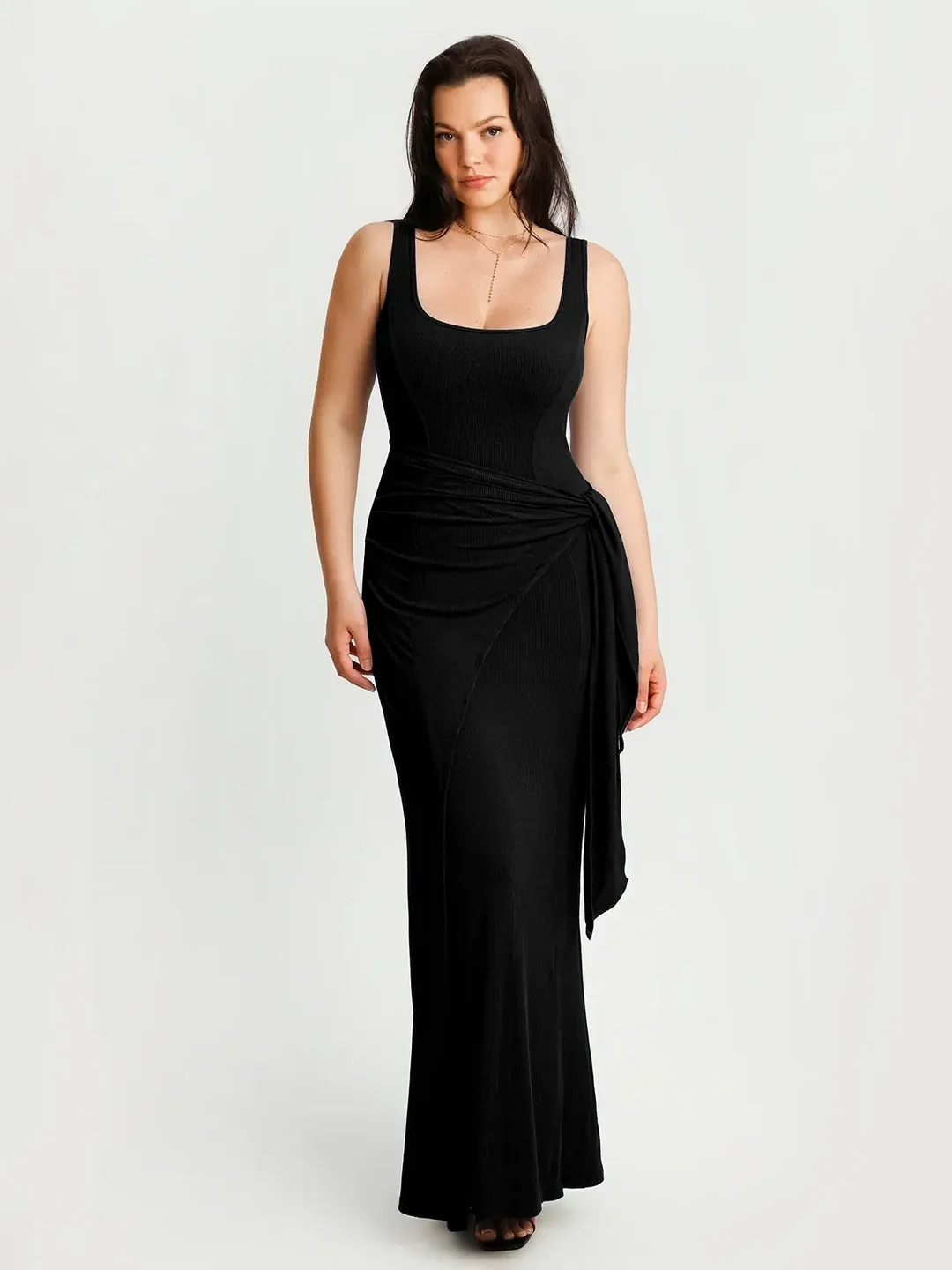 Shapewear Modal Twist Wrap Tummy Control Maxi Dress | Popilush