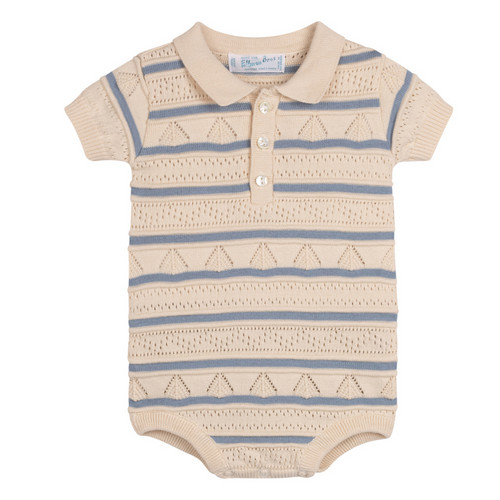Boys Pointelle Striped Knit Romper | Feltman Brothers