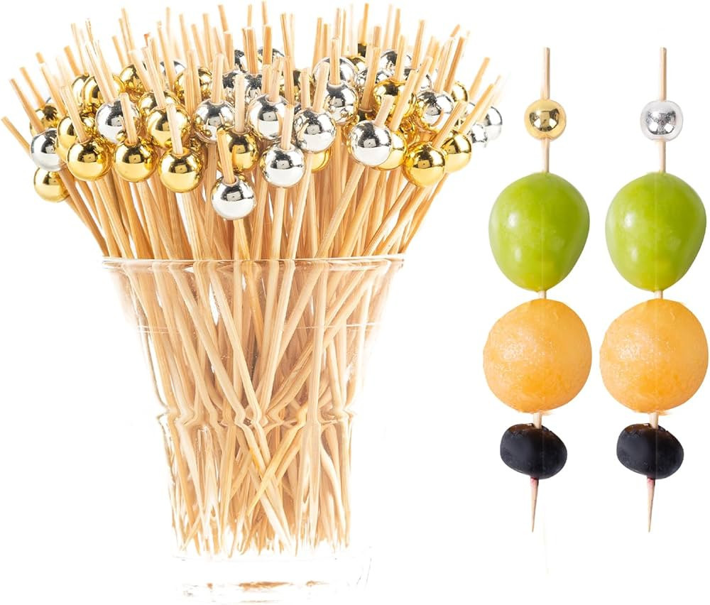 200 Pcs Cocktail Picks, 4.7 Inch Toothpicks for Appetizers, Gold and Silver Cocktail Skewers for ... | Amazon (US)