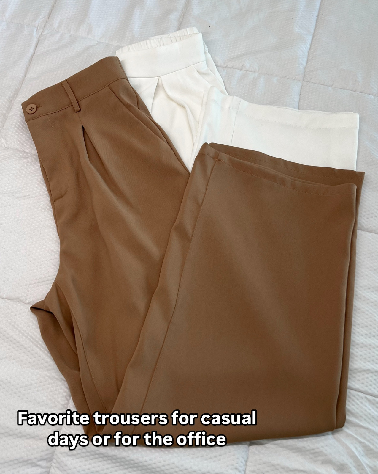 Loving these trousers. Brown trousers size small, white trousers medium 

#LTKFindsUnder50 #LTKStyleTip #LTKWorkwear