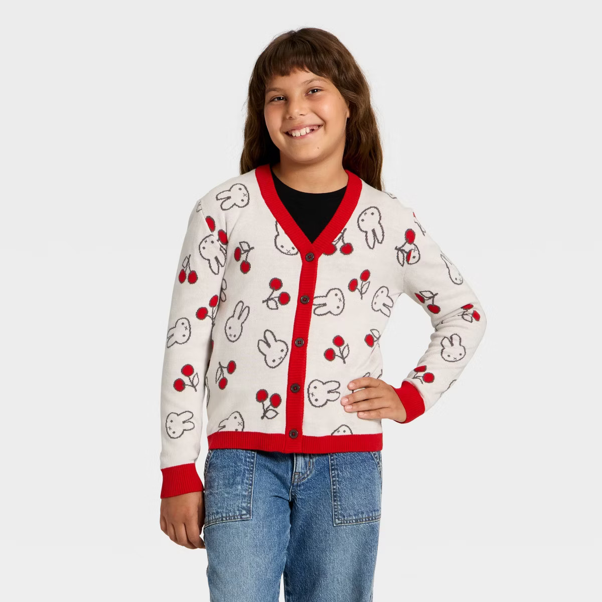 Girls' Miffy Button-Up Cardigan - Cream | Target