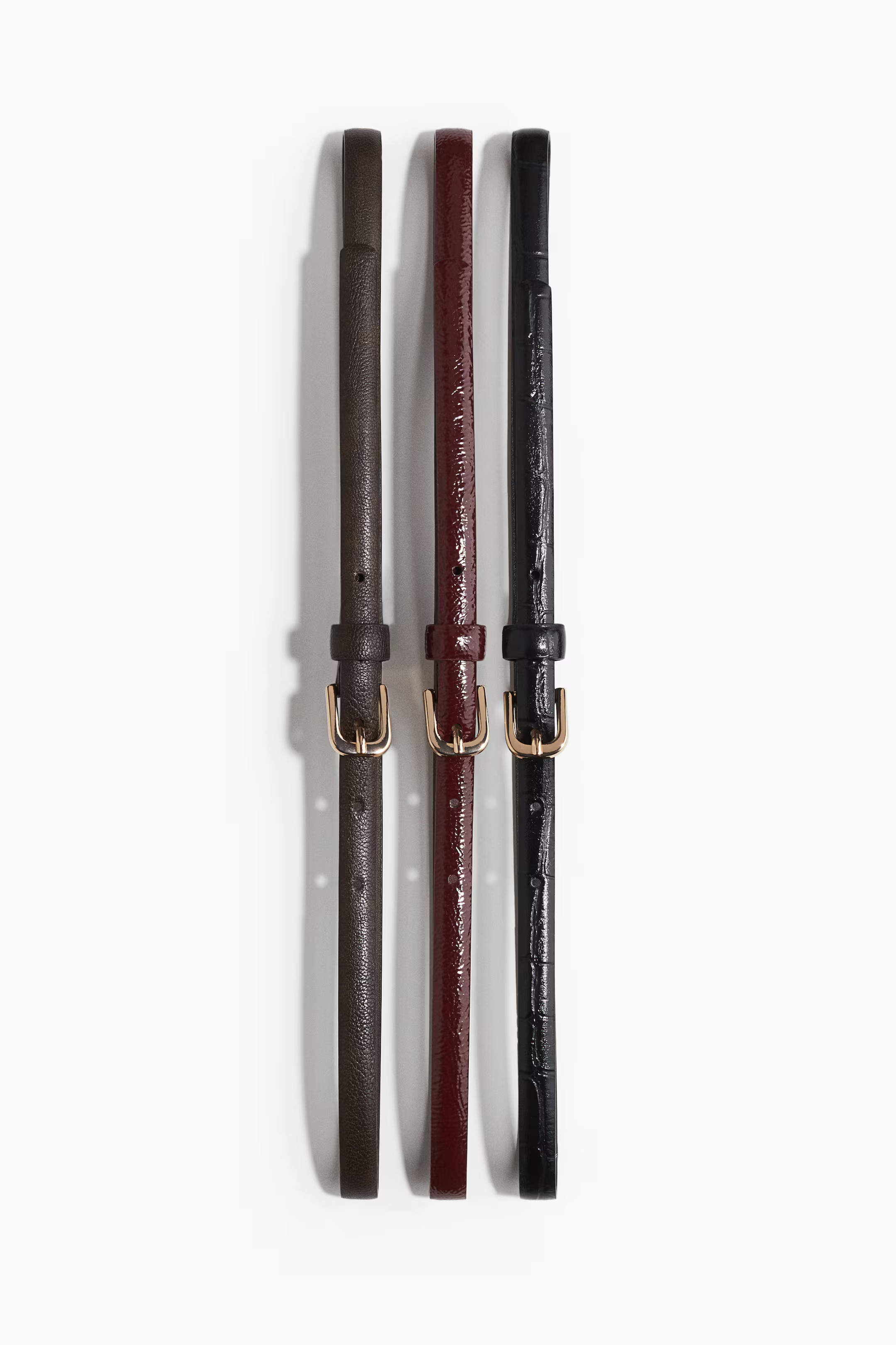 3-pack narrow belts | H&M (UK, MY, IN, SG, PH, TW, HK)