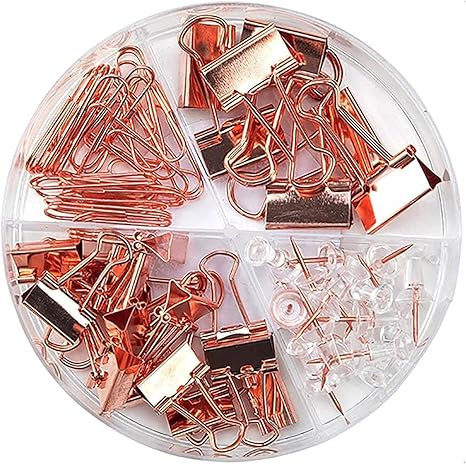 72 Pcs Gold Push Pins Paper Clips Binder Clips Tacks,4 Styles Office Supplies Set with Box for Of... | Amazon (US)