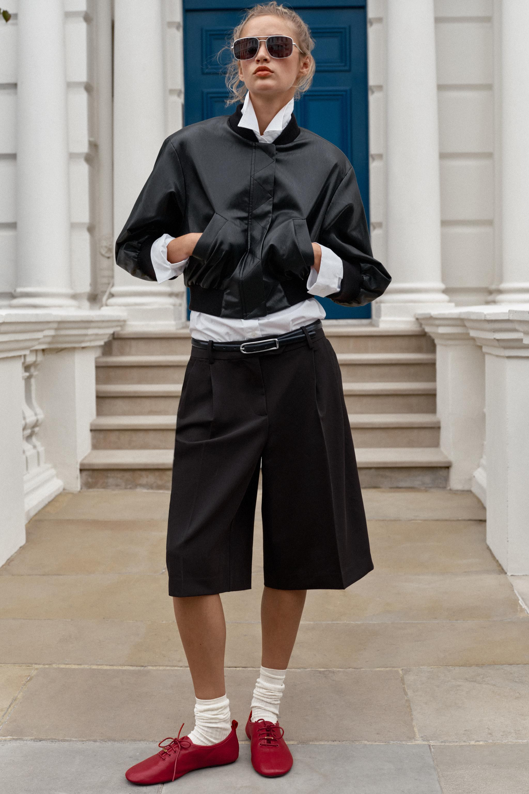 FAUX LEATHER BOMBER JACKET WITH SHOULDER PADS | Zara UK