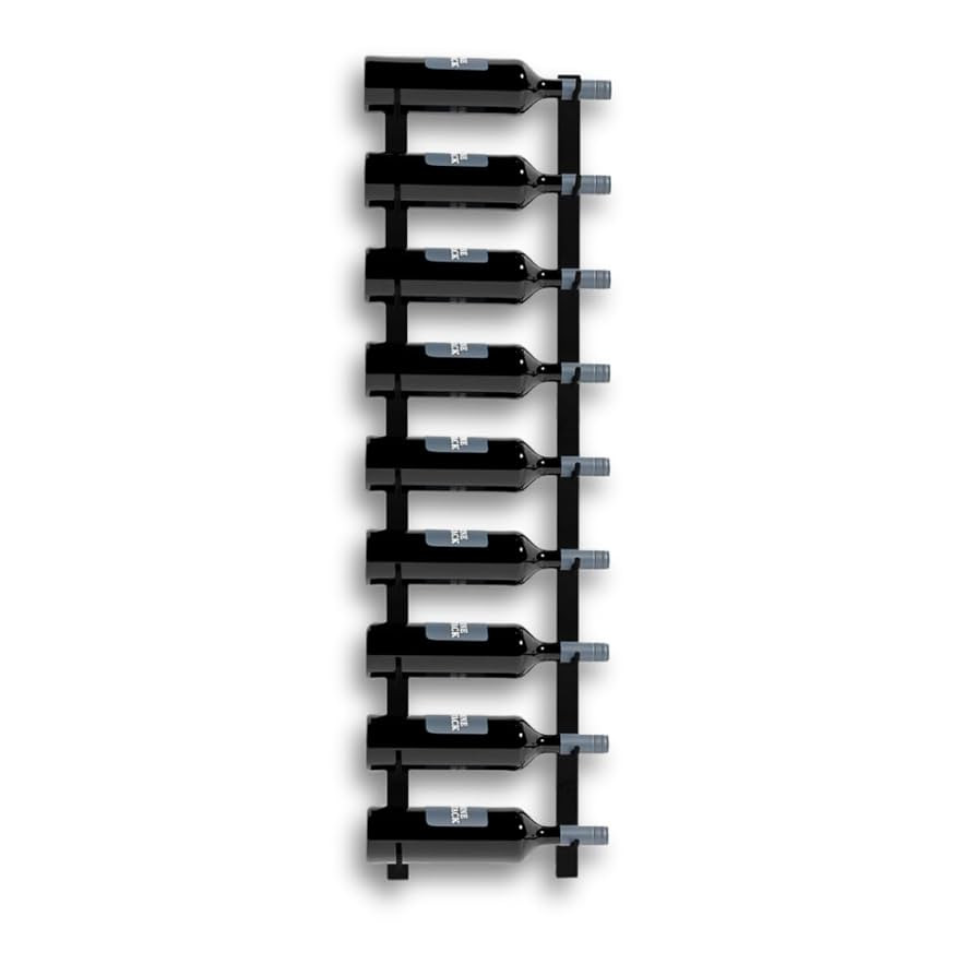 9-Bottle Black Metal Wall Mounted Wine Rack – Modern Industrial Wine Bottle Storage Organizer f... | Amazon (US)