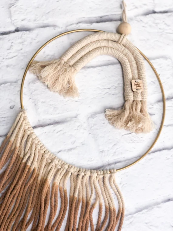 Boho Macramé Rainbow Bow Holder Nursery Decor Woven  Rope Wall Art Rainbow Baby Girl Playroom Be... | Etsy (US)