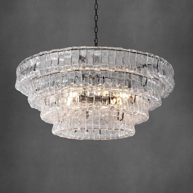 Modern 36-Inch Round Chandelier, Clear Glass Drum Pendant Light for Dining Room, Large Ceiling Fi... | Amazon (US)