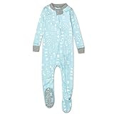 HonestBaby Organic Cotton Snug-Fit Footed Pajamas, Pattern Play Teal, 18 Months | Amazon (US)