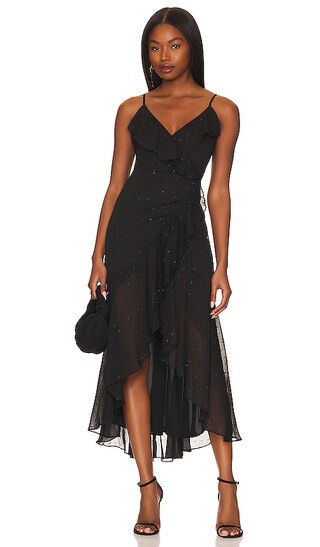 Hi Low Ruffle Maxi Dress in Rich Black | Revolve Clothing (Global)