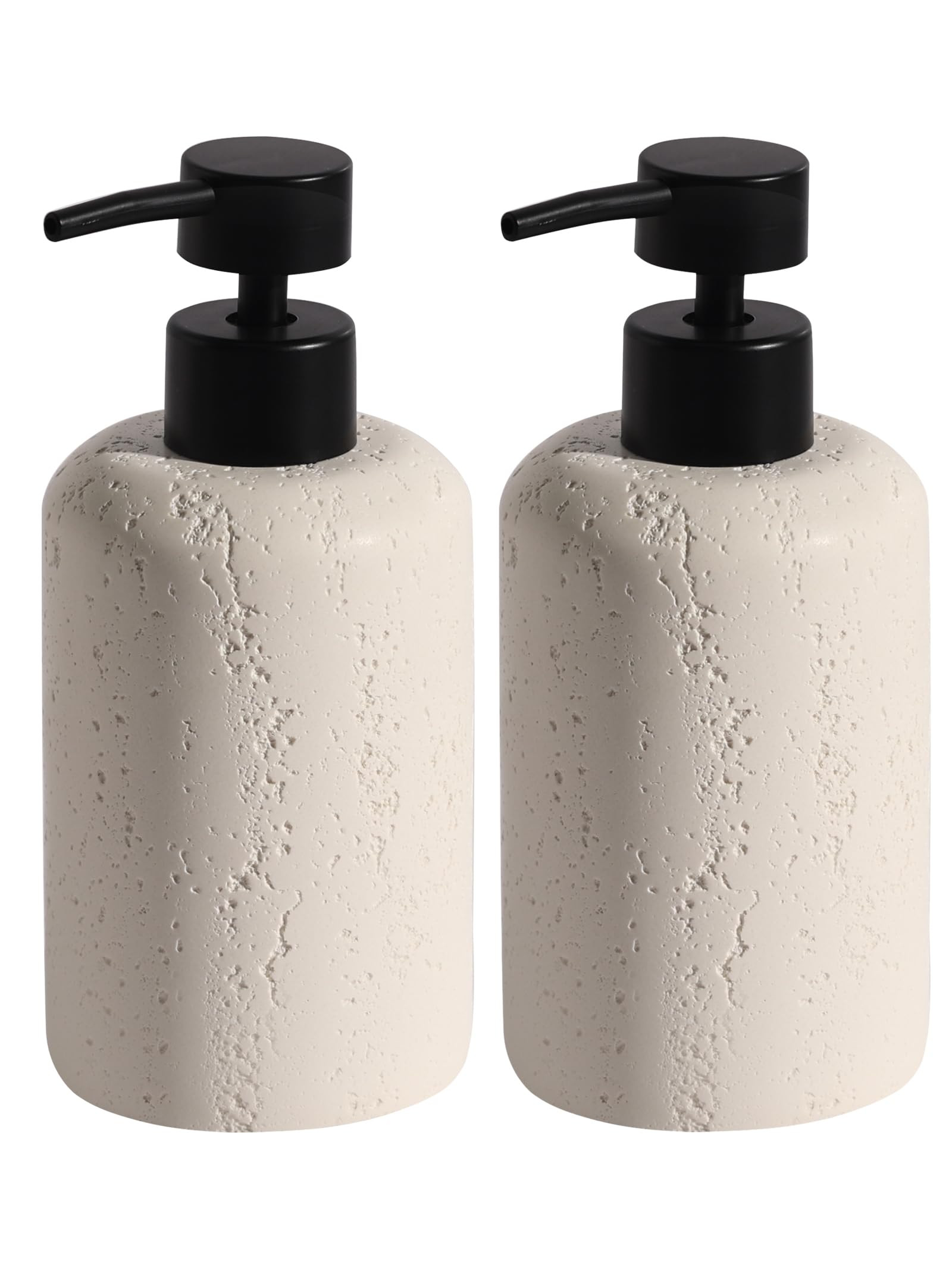 Soap Dispensers 340mL 11 OZ, 2 PCS Luxurious Hand Dish Lotion Shampoo Soap Dispenser Jar, Travert... | Amazon (US)