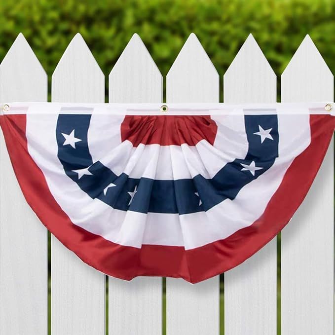 Aisto 3X6 Feet American Flag Bunting - USA Pleated Fan Flag for Outdoor 4th of July - Vivid Color... | Amazon (US)