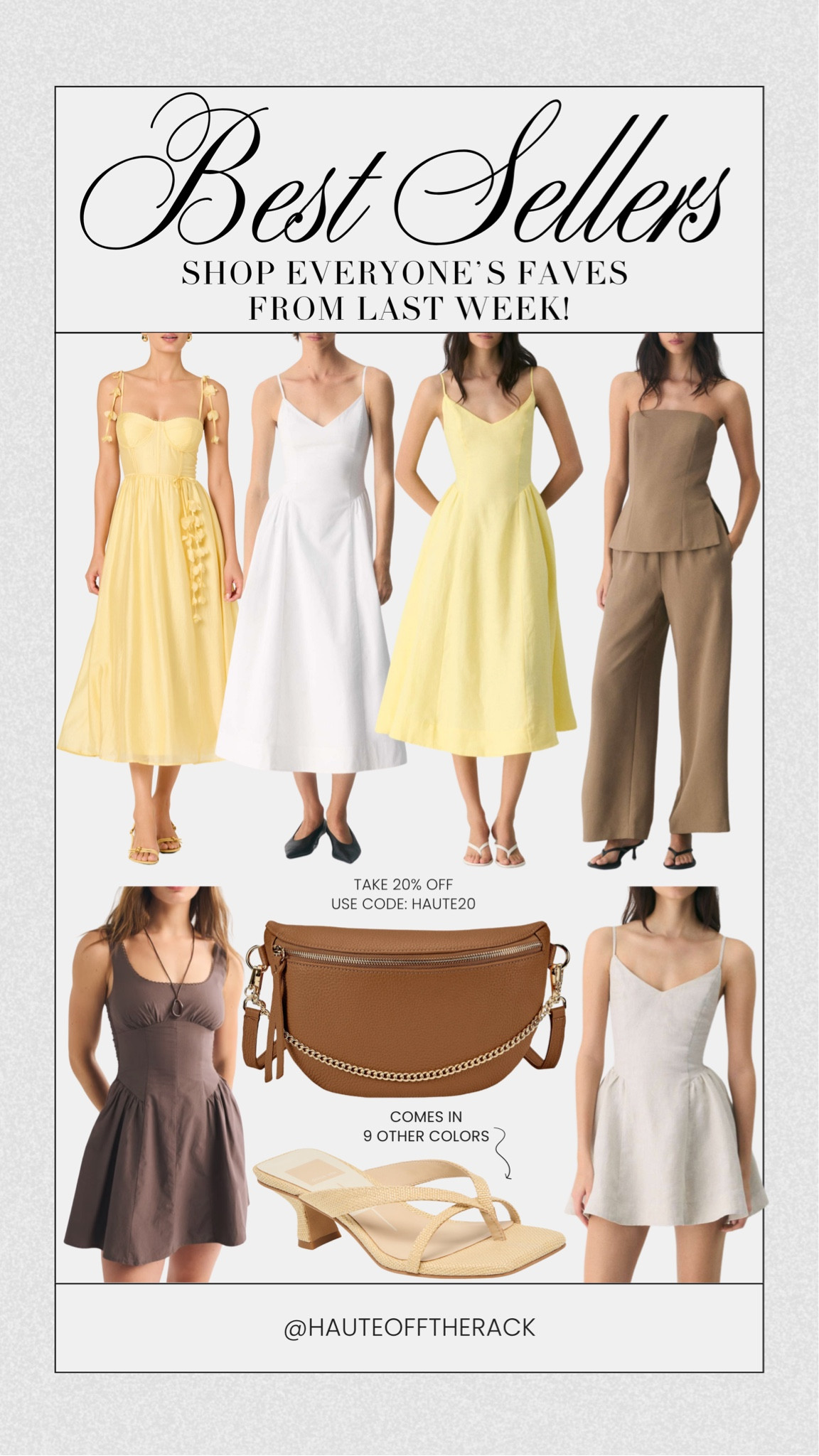 Best sellers from last week! Take 20% off my  beck sling handbag with code HAUTE20

#summerdress #whitedress #minidress #workwear #yellowdress #heels #giginewyork
