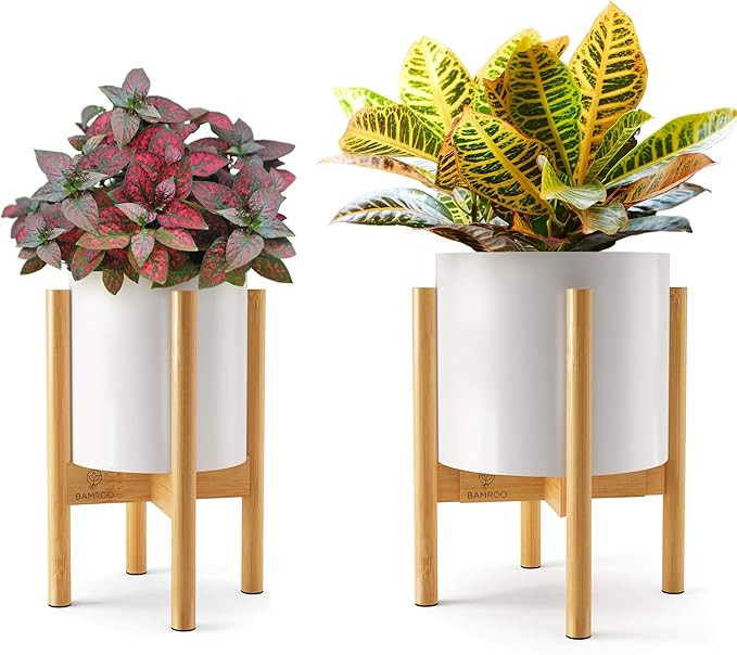 BAMROO Plant Stand Adjustable Mid Century Indoor Plant Stand -Modern Planter Bamboo Plant Stands ... | Amazon (US)