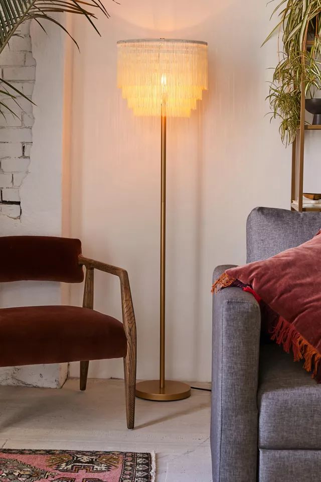 Phoebe Tiered Fringe Floor Lamp | Urban Outfitters (US and RoW)
