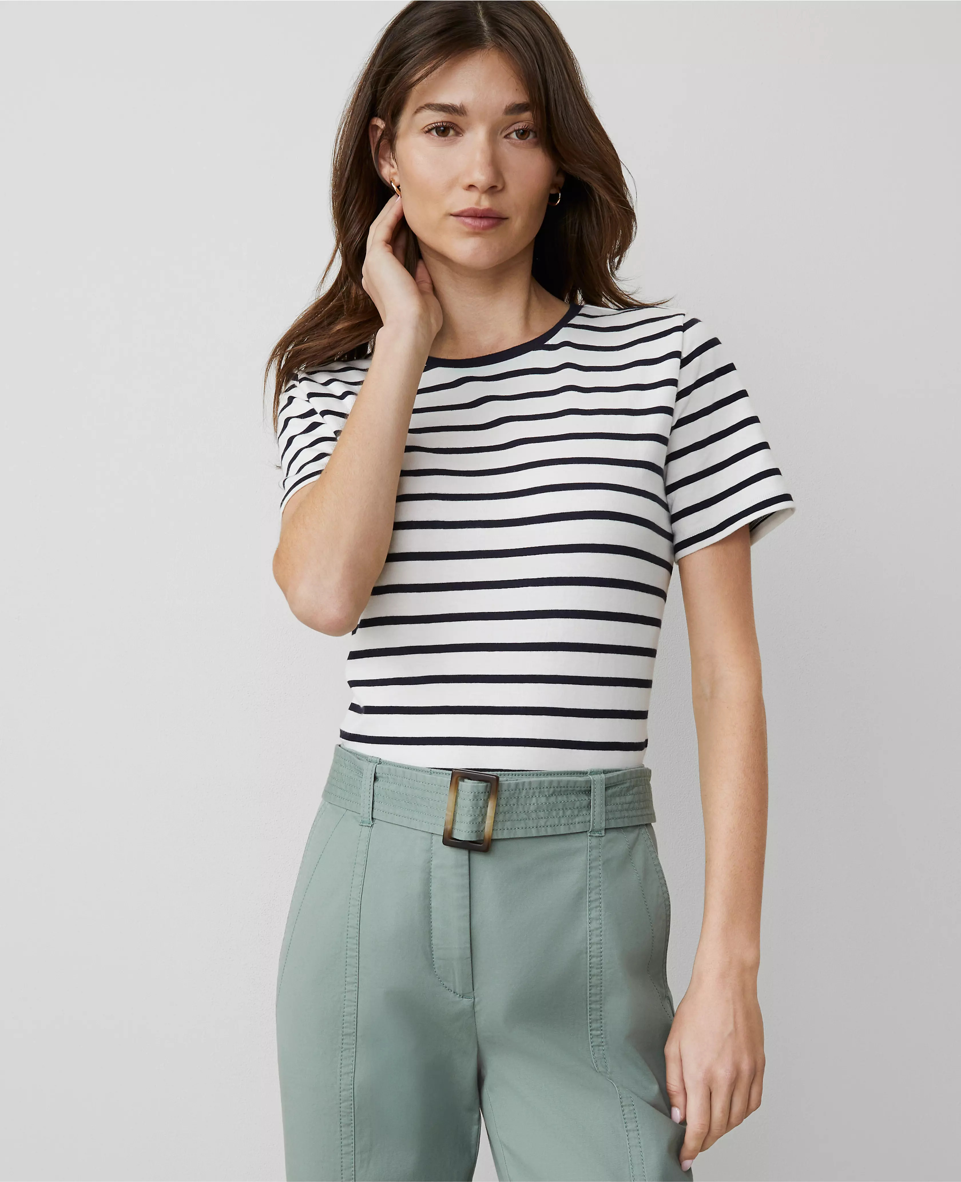 Striped Crew Neck Tee | Ann Taylor