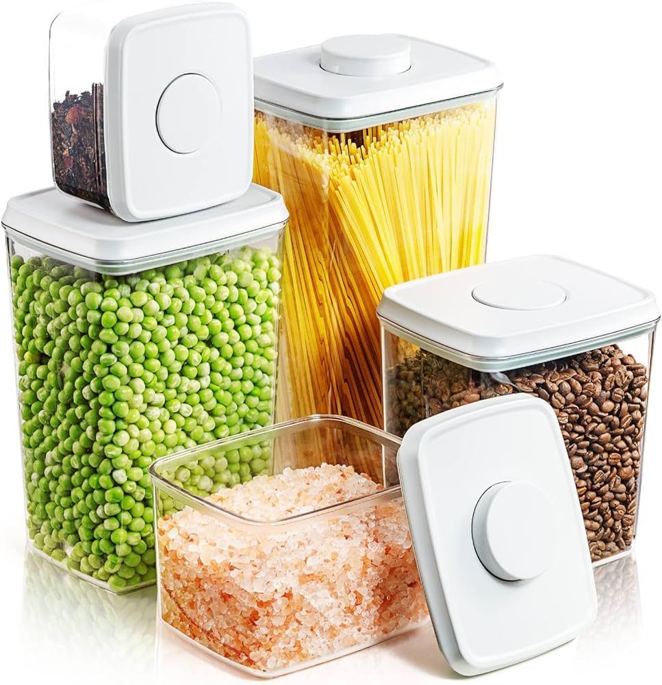 Pop Up Lid Food Storage Containers, Clear Storage Containers for Pantry Airtight Kitchen Containe... | Amazon (US)