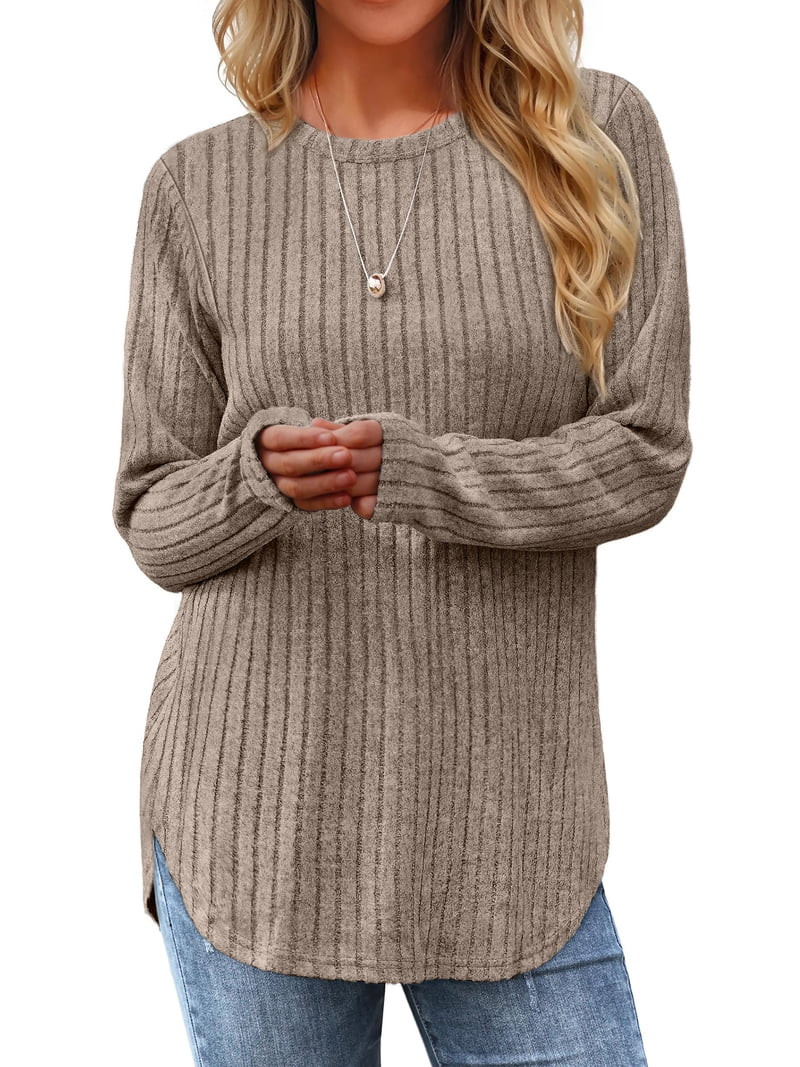 Fantaslook Long Sleeve Shirts for Women Casual Tunic Tops Dressy Crew Neck Pullover Fall Lightwei... | Walmart (US)