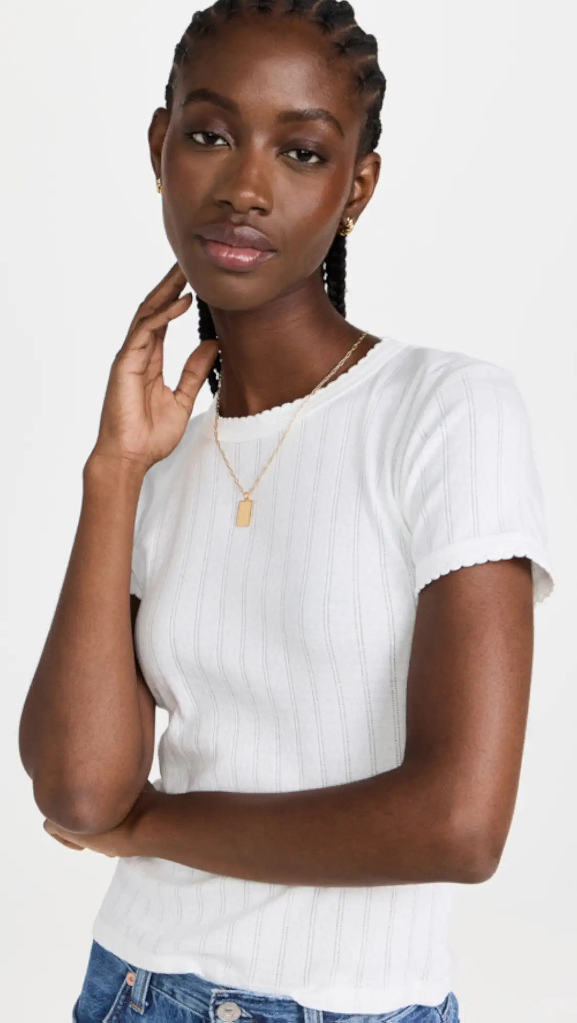 Leset Pointelle Short Sleeve Tee | Shopbop | Shopbop