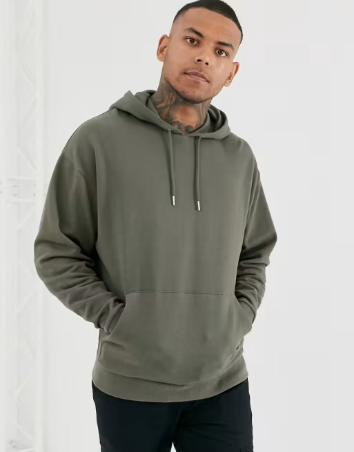 ASOS DESIGN – Oversize-Kapuzenpullover in Khaki | ASOS (Global)
