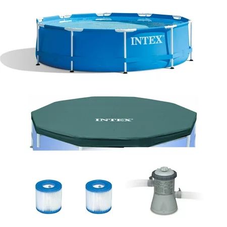 Intex 10 x 2.5 Foot Pool + Pool Cover + Filter Cartridge (2 Pack) + Filter Pump | Walmart (US)