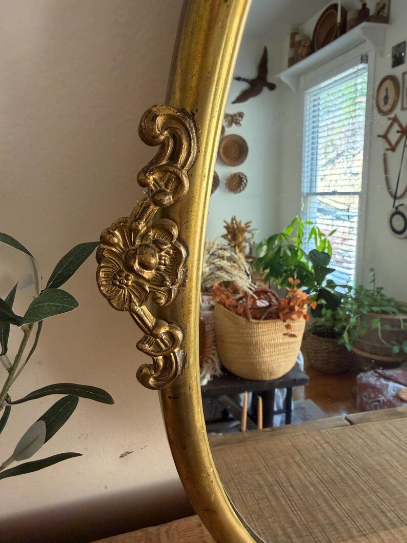 Vintage Brass Ornate Oval Mirror | Etsy (US)