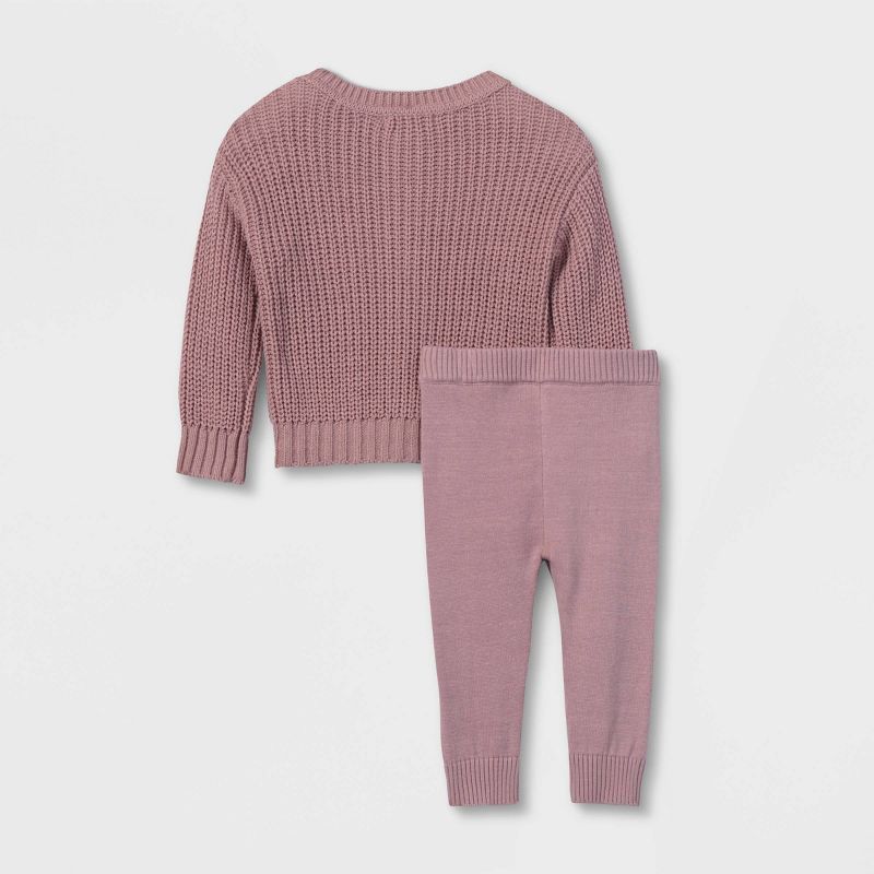 Grayson Collective Baby Girls' Cable Knit Cardigan & Leggings Set - Rose Pink | Target