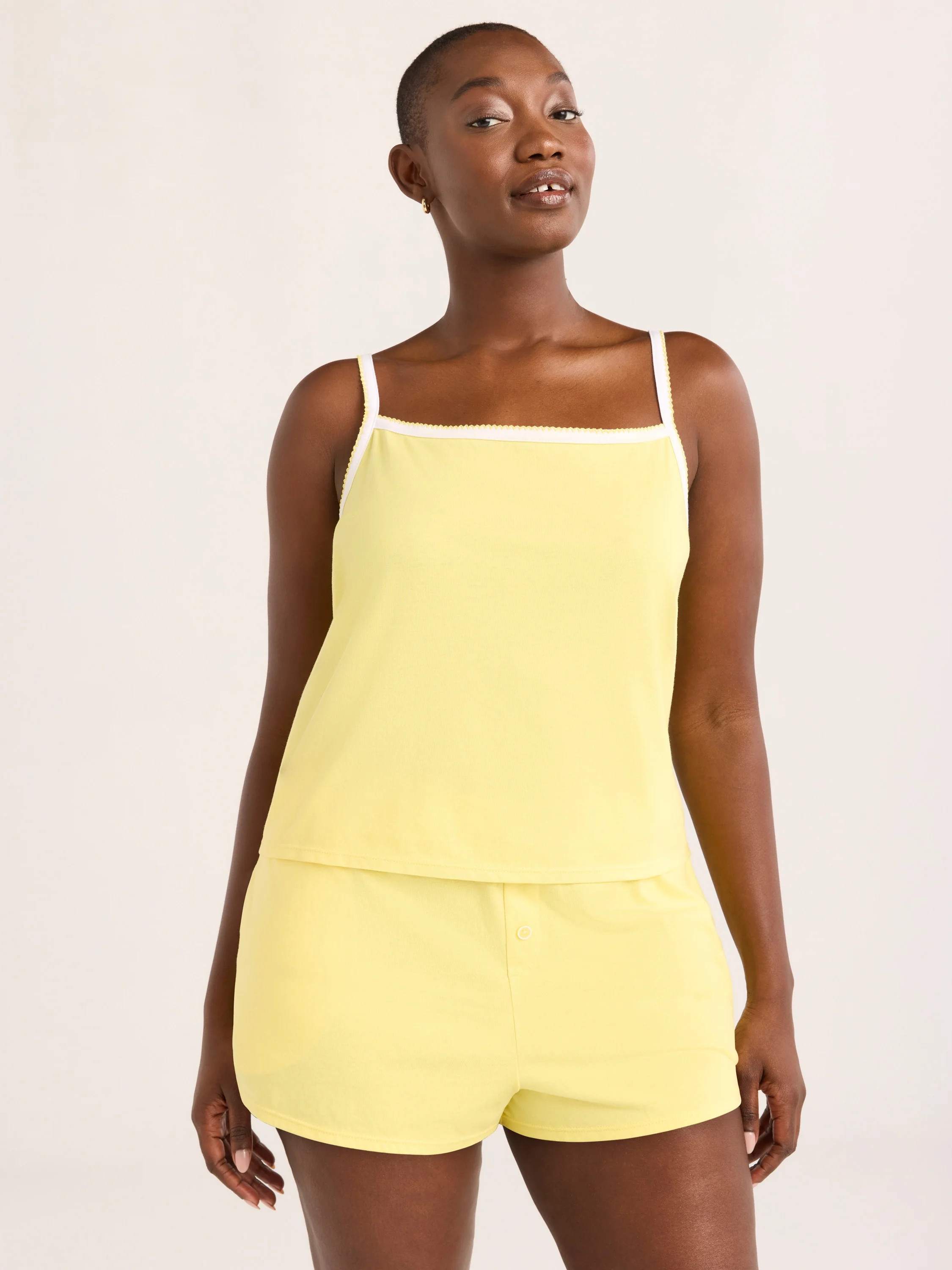 Joyspun Women's Jersey Picot Cami Top and Shorts Pajama Set, 2-Piece, Sizes XS-3X | Walmart (US)