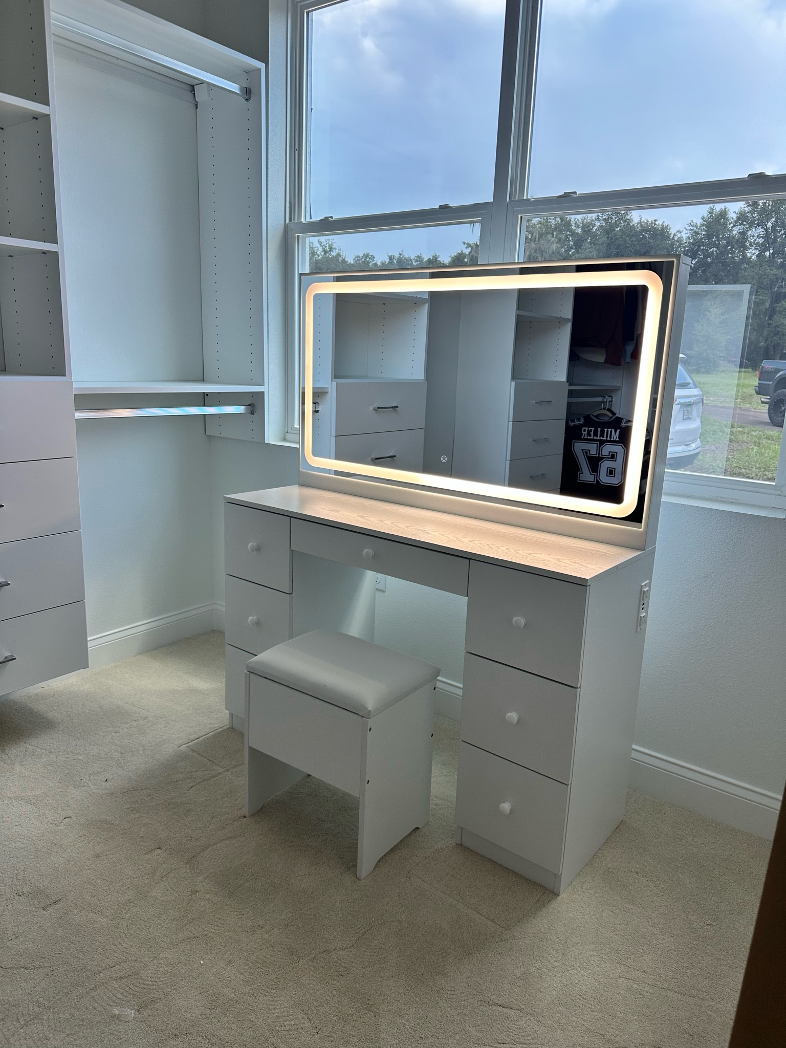Makeup vanity with lights, outlets, and storage! Under $300! 

#LTKHome