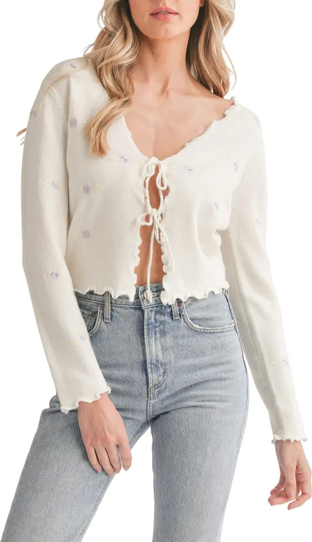 Floral Embroidered Tie Front Crop Camisole | Nordstrom Rack