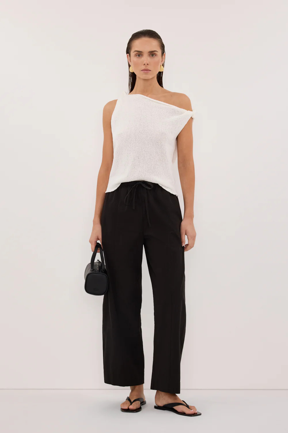 KARA OFF WHITE ASYM KNIT TOP | DISSH