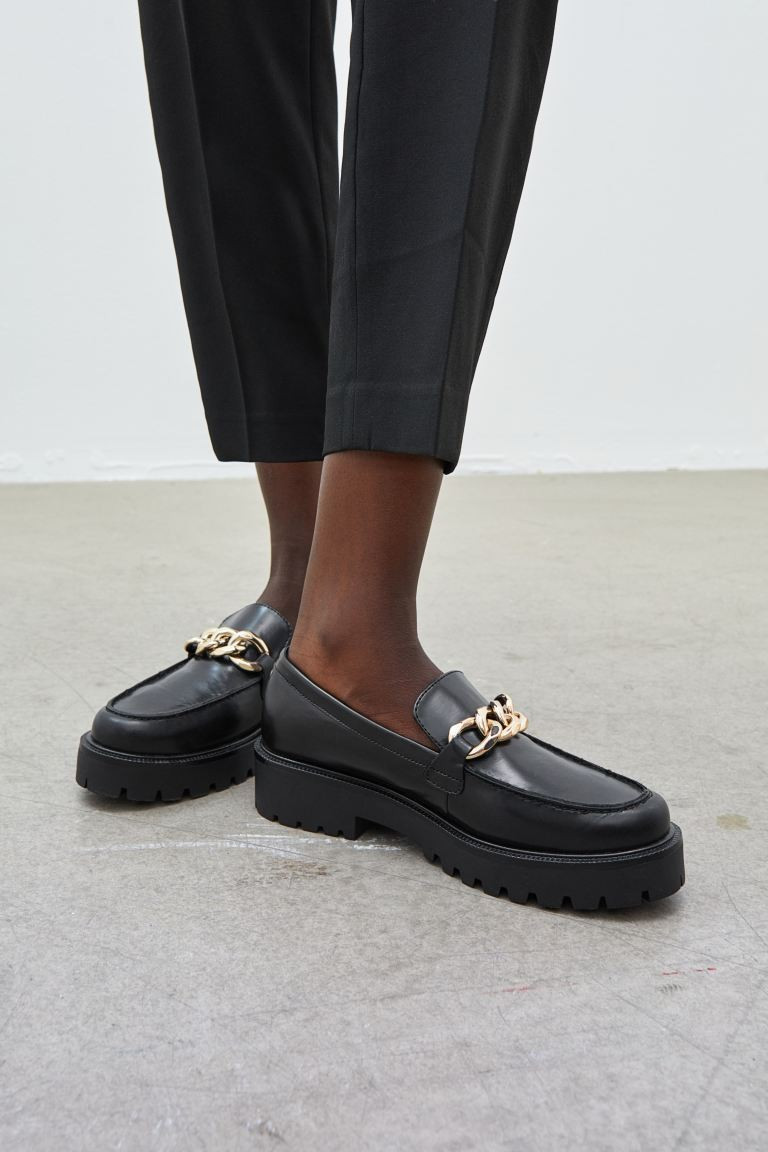 Chain-detail Leather Loafers | H&M (US + CA)