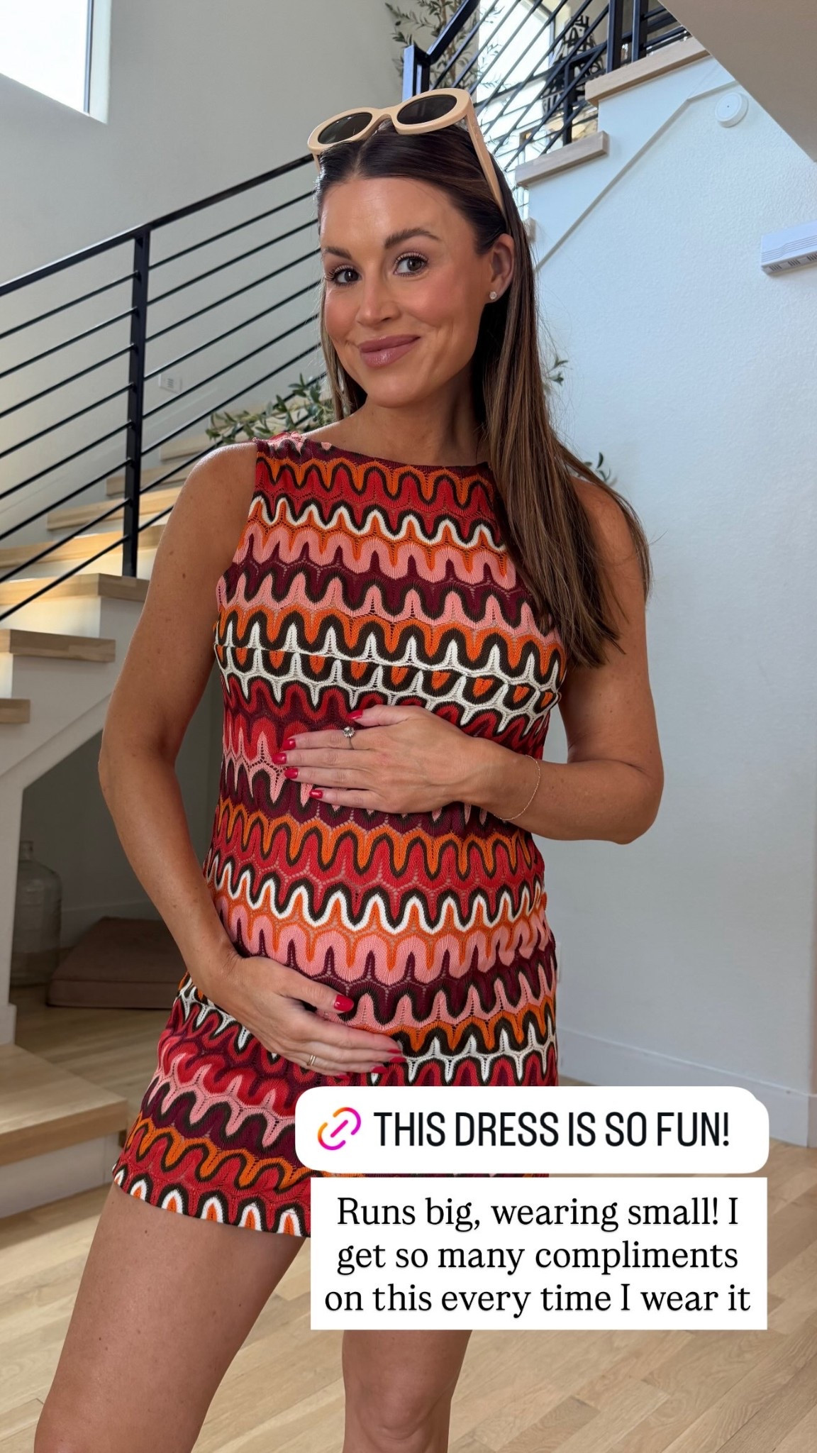 My mini dress runs big, wearing small! I get so many compliments on this every time I wear it.

#LTKootd #LTKBump #LTKSeasonal