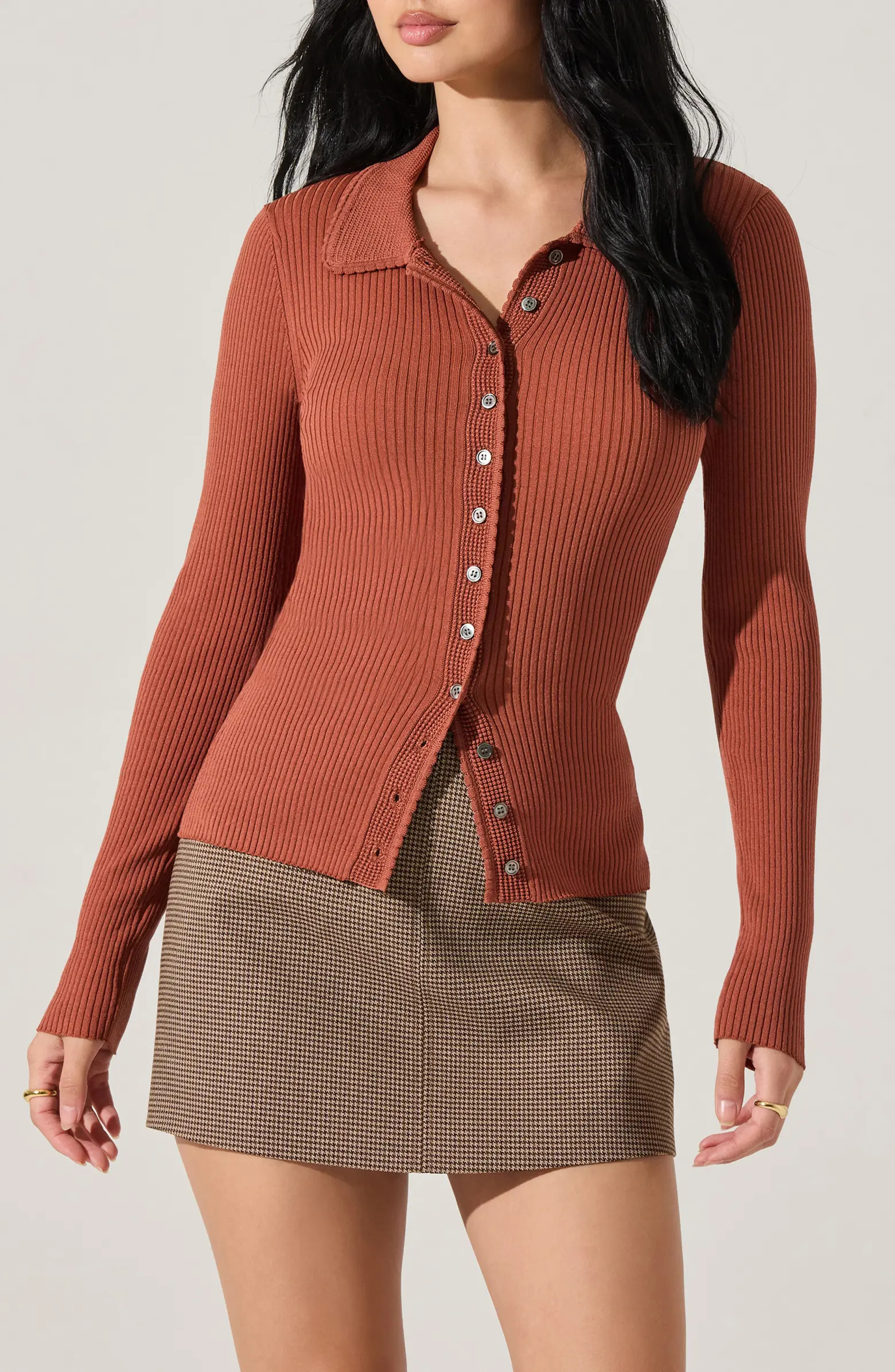 ASTR the Label Keren Rib Polo Cardigan | Nordstrom | Nordstrom