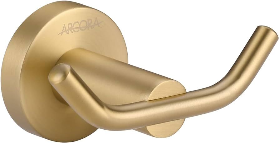 ARCORA Brushed Gold Towel Hooks, SUS 304 Stainless Steel Double Wall Hooks, Heavy Duty Robe Hooks... | Amazon (US)