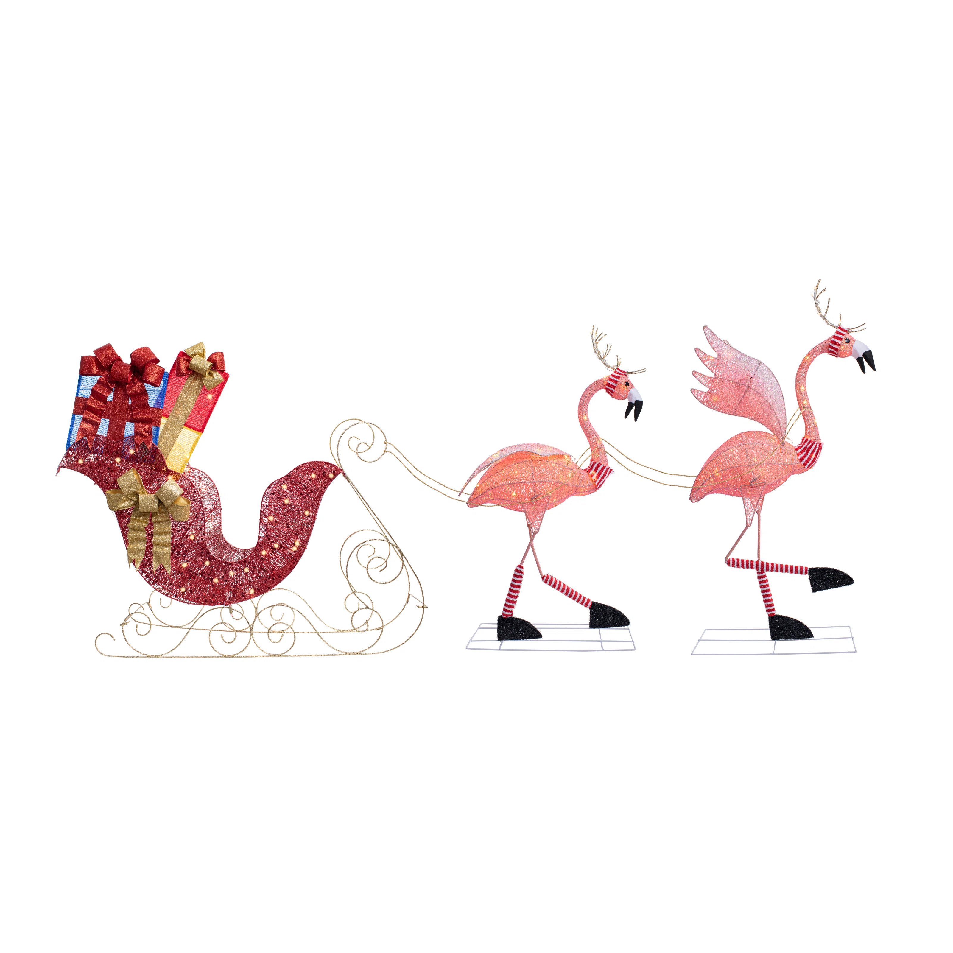 Sand & Stable™ Flamingo Reindeer with Sleigh Lighted Display & Reviews | Wayfair | Wayfair North America