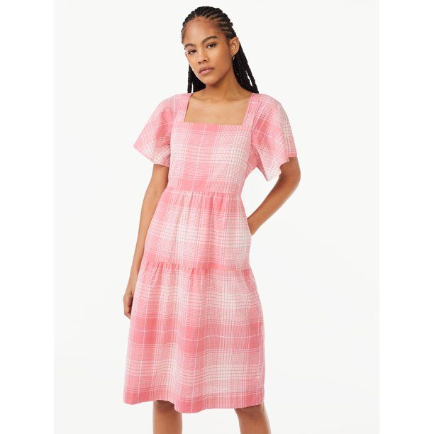 Free Assembly Women's Tiered Midi Dress - Walmart.com | Walmart (US)