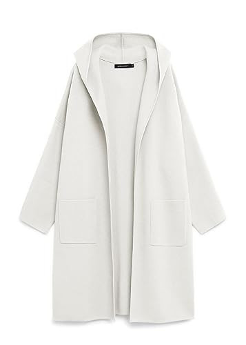 MEROKEETY Long Hooded Cardigan Sweaters for Women Oversized Open Front Coatigan Lady Jacket Coat Pockets, OffWhite, Large | Amazon (US)