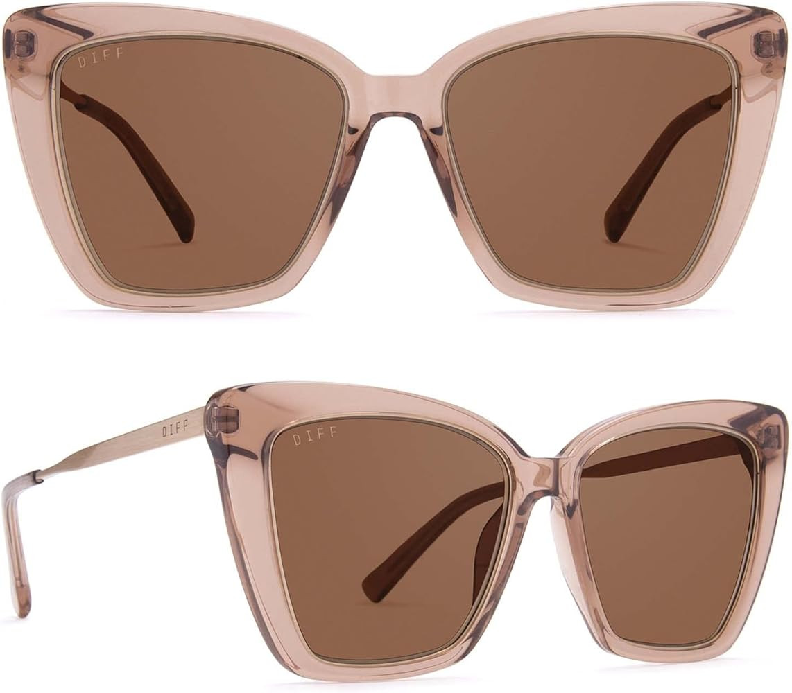DIFF Eyewear Becky IV Designer Cat Eye Sunglasses for Women 100% UVA/UVB Café Ole + Brown | Amazon (US)