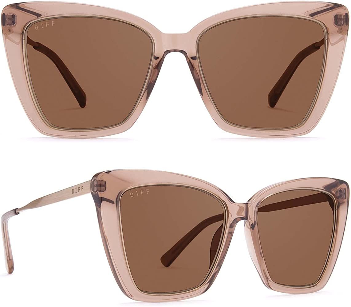 DIFF Eyewear Becky IV Designer Cat Eye Sunglasses for Women 100% UVA/UVB Café Ole + Brown | Amazon (US)