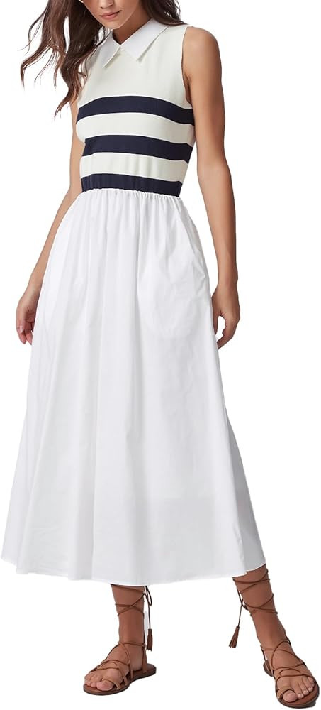 D-Sun Women's 2026 Spring Summer Sweater Midi Dresses Sleeveless Stripe Casual Knit A Line Long D... | Amazon (US)