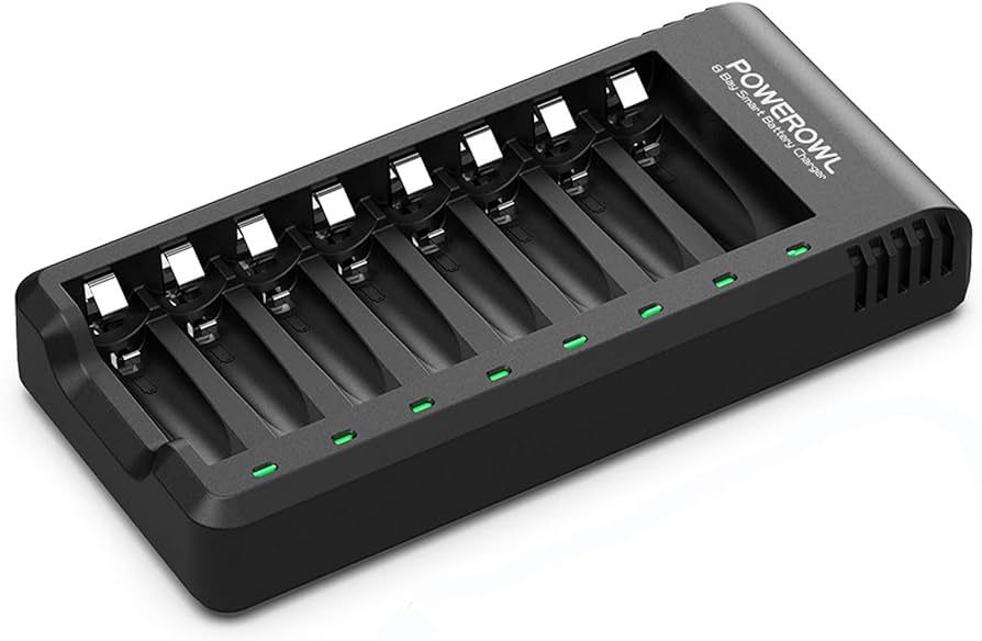 POWEROWL 8 Bay AA AAA Battery Charger, USB High-Speed Charging, Independent Slot, for Ni-MH Ni-CD... | Amazon (US)
